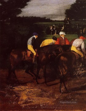 エドガー・ドガ Painting - エプソム 1862 の騎手たち エドガー・ドガ